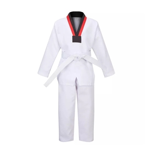 Nuevo Kimono de Taekwondo Blanco con Logotipo Frontal, Cinturón Negro, Material Transpirable de Poliéster/Algodón de 240g, Etiqueta Personalizable para Hombre - Product Image 3