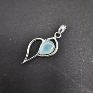 Calcedonia colgante 925 plata esterlina colgante collar Calcedonia piedras preciosas colgante joyería - Product Image 1