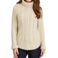 Pull à col roulé 100 % coton pour femme, manches longues, doux, chaud, tendance, décontracté, séchage rapide, respirant, devant ouvert