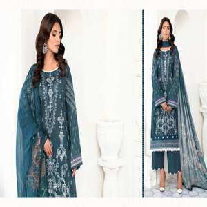 Elegante variedad de césped de lujo sin coser 3 piezas Pakistán indio Shalwar Kameez trajes boda bordado pesado Ramsha Vol MASHAAL - Product Image 3