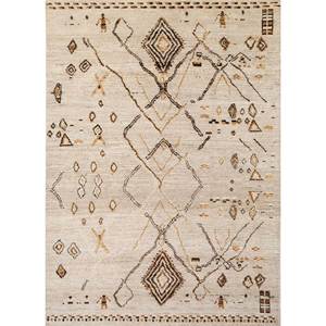 Tapis en laine afghane noué à la main, motif géométrique, rectangulaire, couleur ivoire, pour salon, couloir et patchwork - Réf. 1298 - Product Image 1