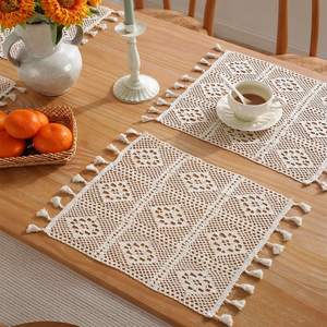 Elegantes y elegantes tapetes bohemios de macramé, diseño rectangular hecho a mano para el hogar, Hotel o restaurante, decoración perfecta para el hogar - Product Image 2