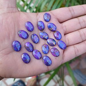 อัญมณีทรงวงรีทรงหลวมสีเทอร์ควอยซ์ทองแดงสีม่วงธรรมชาติปรับเทียบสำหรับการจัดหาเครื่องประดับจำนวนมาก - Product Image 2