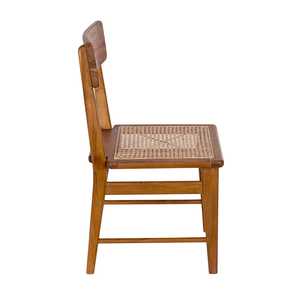 Chaise en teck de style scandinave avec assise en cannage, chaise de salle à manger minimaliste pour jardin, mobilier indonésien - Product Image 3