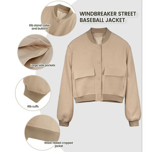 New Premium Quality OEM/ODM <b>Women</b> Fashion Bomber <b>Jacket</b> Winter <b>Warm</b> Outerwear Lightweight Zipper Coat Casual Streetwear - Product Image 3