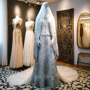 Robe de mariée Empire blanche sur mesure pour femmes asiatiques, col en V, broderie à la main, perles de cristal, fonction de mariage - Product Image 3