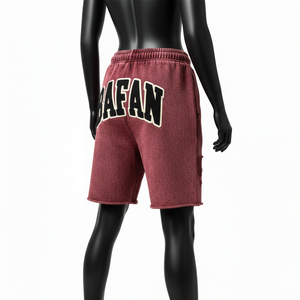 Shorts de Felpa de Algodón Premium de 300 GSM con Lavado Ácido, Color Granate, Estilo Vintage, Parche de Chenilla, Logotipo Personalizado, Ropa Urbana para Mujer - Product Image 5