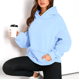 Sudadera con capucha de media cremallera de gran tamaño personalizada para mujer, sudadera informal para mujer, sudaderas con cremallera de peso pesado, fabricante - Product Image 4