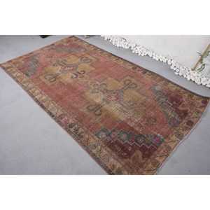 Alfombra Turca de 4.3x7.6 pies, Alfombra Vintage, Alfombra con Bordes Rojo Marrón - Product Image 4