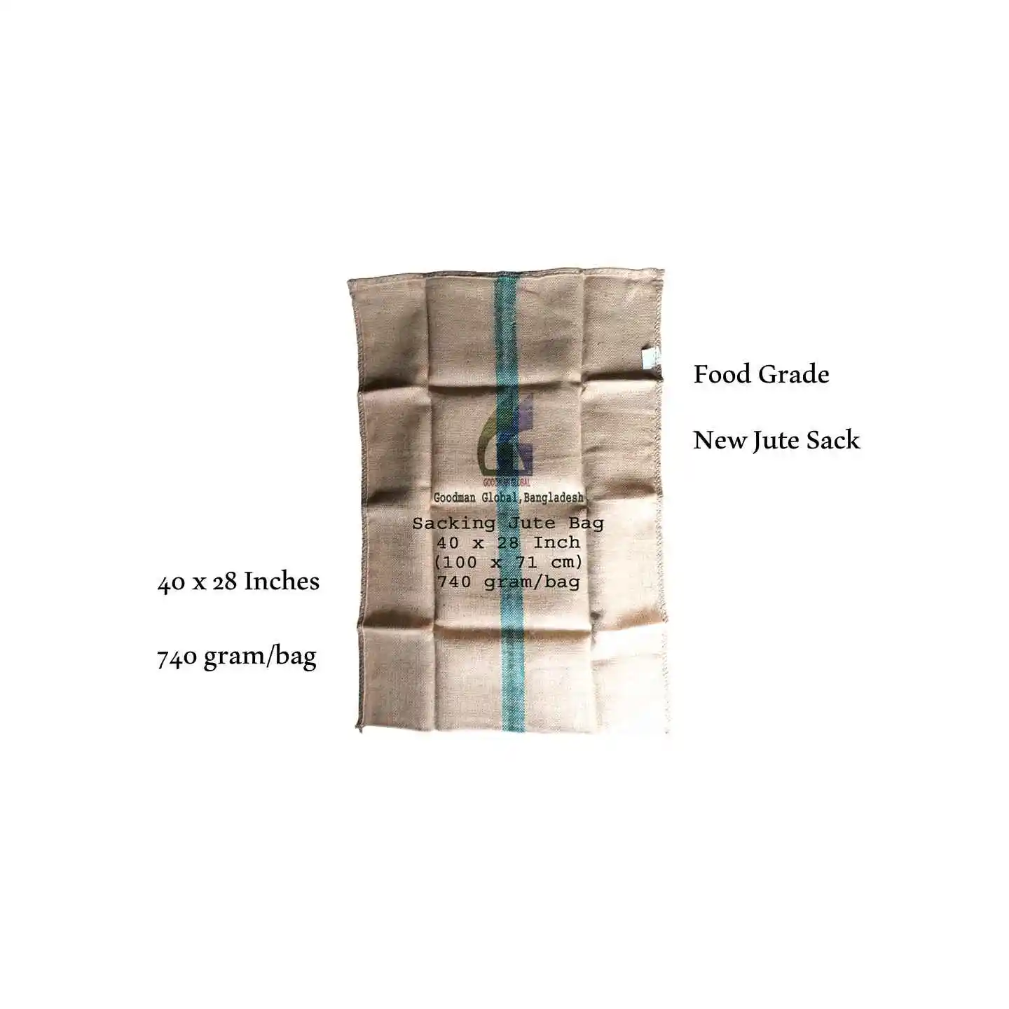Goodman-sacos de yute vacíos de grado alimenticio, bolsas de café de 100x71 cm, 740 gramos, 60 kg