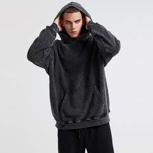 Sweats à capuche pour hommes 100% coton bleu délavé à l'acide sweats à capuche pour hommes couleurs et tailles personnalisées sweats à capuche thermiques respirants tailles personnalisées - Product Image 2