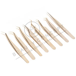 Bonne vente 8PCS pince à épiler d'extension de cils en acier inoxydable droite courbée pointue faites votre propre concept de beauté international - Product Image 1