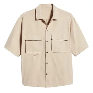 Hoge Kwaliteit Ademende Compressie Kleding Katoenen Heren Shirts Custom 3d Print Geborduurde Knopen Outdoor Heren Casual Shirt