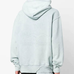 Nouveaux hommes à la mode grande taille lavage à l'acide à capuche coton Style décontracté pour l'hiver motif solide teint uni - Product Image 5