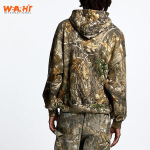 100% algodón personalizado camuflaje pulóver hombres al aire libre caza Sudadera con capucha 3D bordado lavado técnicas logotipo personalizado OEM Camo - Product Image 5
