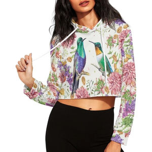 เสื้อฮู้ดครอปแขนยาวสำหรับผู้หญิง ลายพิมพ์ซับลิเมชั่น ผ้าฝ้าย เสื้อครอปสำหรับสาวๆ ออกกำลังกาย สวมใส่สบายๆ - Product Image 5