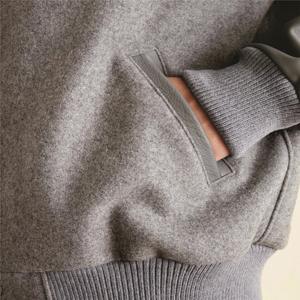 OEM Custom Chenille Embroidery Logo Woollen Leather Sleeves Comfortable Gray Baseball Bomber Letterman Varsity <b>Jacket</b> for Me - Product Image 6