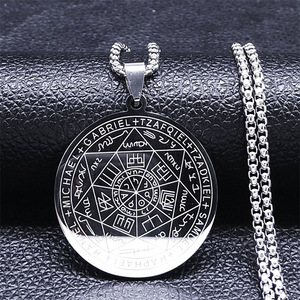 Colliers pour hommes 7 Archanges Salomon, Sigils des Quatre Rois, Protection des Sept Jours, Bijoux Ange Gardien, Acier Inoxydable, Cristal - Product Image 2