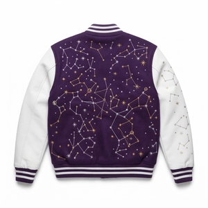 Mixed Media Varsity <b>Jacket</b> Custom Bomber Original Wool Body PU Sleeves Snap Button Streetwear Casual Unisex Outerwear <b>Jacket</b> - Product Image 2