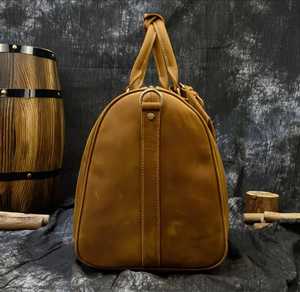 Bolsa de lona de viaje redondeada de alta resistencia, bolsa de deporte de cuero de algodón personalizada, bolsas de lona para gimnasio al por mayor para hombres - Product Image 3