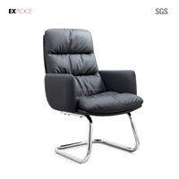 Chaise de bureau en cuir 8,8 cm, moderne, pivotante, pour ordinateur, confortable pour salle de réunion