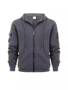 Custom Logo Men's Casual Hoodie 100% Polyester Fleece <b>Zipper</b> <b>Sweatshirt</b> Knitted Workout Streetwear for Winter Hooded - Product Image 3