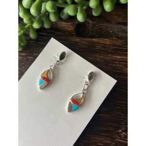 Angus Ahiyite Geometric Multi Stone <b>Sterling</b> <b>Silver</b> Drop <b>Dangle</b> <b>Earrings</b> - Product Image 3