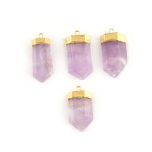 Haute qualité naturel améthyste or galvanisé simple Bail pendentif connecteur collier à faire soi-même bijoux de mode pendentifs en gros - Product Image 1