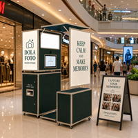 Machine de photomaton modulaire en bois et acier inoxydable, kiosque photomaton en libre-service, caméra, montage facile, emballage plat, économie de fret