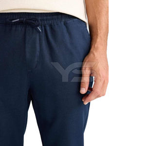 Jogger de entrenamiento de atleta con logotipo personalizado para hombre, pantalones de Jogger informales no tejidos planos rectos teñidos lisos de tela de algodón 100% - Product Image 6