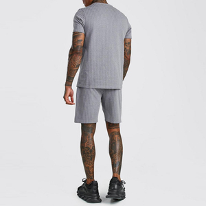 Ensemble T-shirt et short en coton à manches courtes pour homme, taille plus, été, avec logo personnalisé - Product Image 2