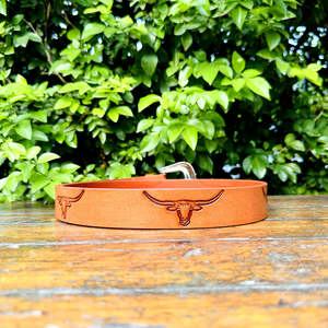 Ceinture en cuir véritable de qualité supérieure, finition artisanale, embossage en corne de taureau, style western, boucle western lourde, R M INTERNATION RM-LB-5470 - Product Image 6