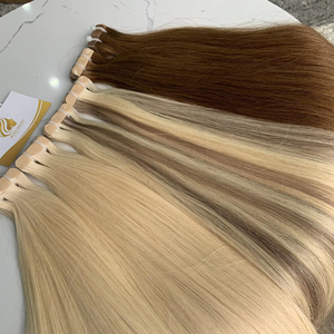 Extensiones de cabello ondulado de encaje alineado con cutícula de donante, extremos dobles italianos 100%, cinta de Color claro de donante único, Color de cabello - Product Image 1