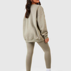 Sweat à capuche en coton zippé décontracté pour femmes pantalons de survêtement grande taille vêtements de sport pantalon évasé costume avec imprimé surdimensionné ensemble pour femmes - Product Image 6