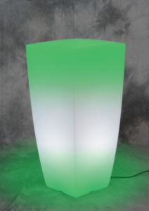 Vaso Home Light Quadro 33x33x70h cm Colore Bianco Ghiaccio Luce Verde - Product Image 1