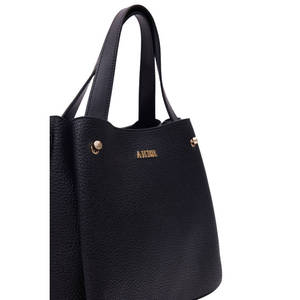 Sac à main en cuir de vache noir grainé - Product Image 5