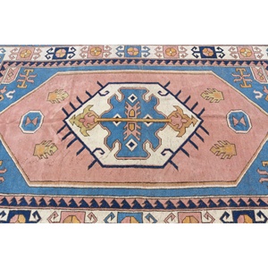 Tapis turc vintage, grand tapis de 5,2 x 8,2 pieds, tapis bleu style sud-ouest - Product Image 5
