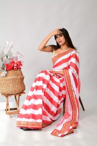 Georgette-ropa de boda india de seda suave, Saree de impresión Digital con trabajo manual y proveedor indio de trabajo Zardozi - Product Image 6