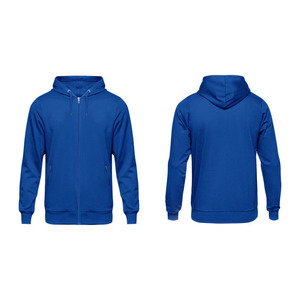 Sweat-shirt à capuche zippé bleu roi pour homme, coupe classique, couleur unie, tricoté, décontracté, pour l'automne - Product Image 1