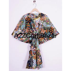 Kaftan mi-long en coton fait main pour femmes, couvre-plage, été, bohème, ample, décontracté, respirant, écologique, confort avant - Product Image 5