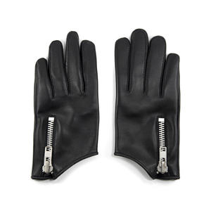 Premium Genuine <b>Sheepskin</b> Leather Black Cycling Travel Sports <b>Gloves</b> Comfortable Nickel Zipper Closure Quickly Conforms Hands - Product Image 1