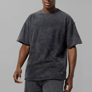 T-shirt personnalisé pour homme, effet délavé, vintage, surdimensionné, en coton, vente en gros - Product Image 1