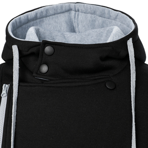 Sweat à capuche d'hiver pour homme en polyester/coton uni noir - Product Image 4