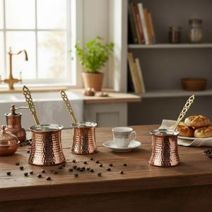 Copper Classic 3-Piece Coffee <b>Pot</b> <b>Set</b> Oriental Handgrip Handle for <b>Tea</b> Milk Drinkware Composed Ceramic Plastic Glass Metal - Product Image 4