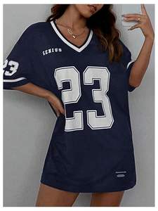 เสื้อเจอร์ซีย์ฟุตบอลคอวีขนาดใหญ่พิเศษใส่สบายมีสไตล์ยูนิเซ็กส์ใส่ Y2k - Product Image 3