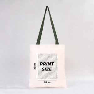 14 X 16 (35x40 Cm) Custom 10 oz Canvas <b>Purse</b> with <b>Green</b> Handles Solid <b>Green</b> Color Cotton Lining Simple Decoration with Letter - Product Image 2