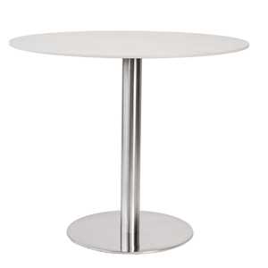 Table de restaurant en pierre frittée blanche, aspect marbre, avec base - Product Image 4