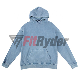 Sweat à capuche personnalisé surdimensionné lavé à l'acide tissu tricoté respirant à séchage rapide hiver Design Vintage Logo personnalisé 100% coton solide - Product Image 2