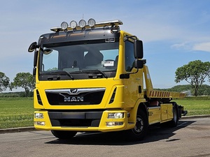 Camión MAN 12.220 TGL usado del 2021 con plataforma deslizante lateral para transporte de automóviles, camión de remolque de plataforma plana, remolques, plataforma hidráulica - Product Image 1