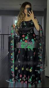 Latest Indian Embroidery Sharara Gharara Kurti <b>Set</b>, Georgette Fabric Gorgeous Pakistani Designer Customize Ethnic Wear Wholesale - Product Image 4